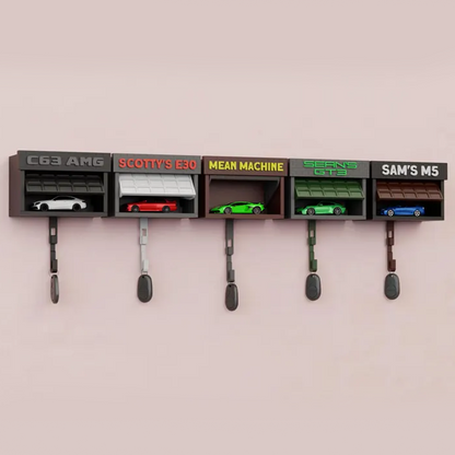 Mini Garage Key Holder: Toy Car Display with Hidden Compartment