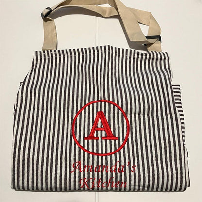 Personalized Embroidered Striped Apron