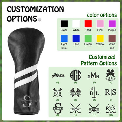 Personalized Golf Club Headcover, Custom Leather Golf Club Cover