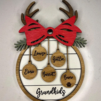 Family Christmas Ornament, Personalized 2025 Wood Holiday Ornament with Family