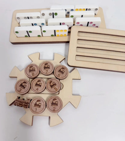 Custom Wooden Mexican Train Domino Hub & Holder