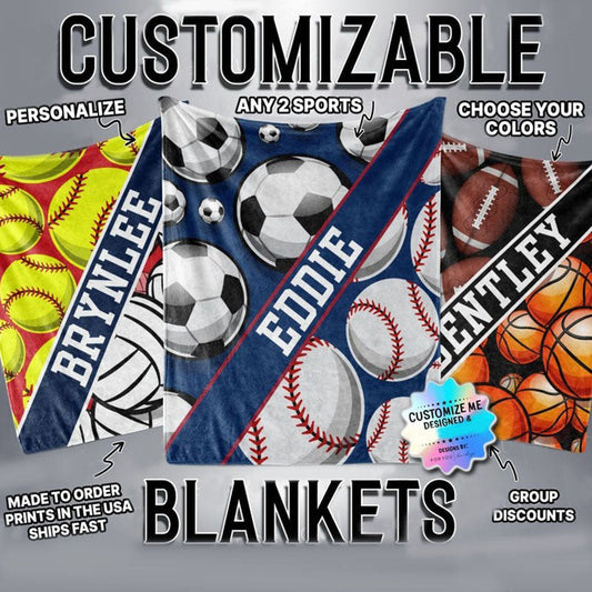 Multi Sport - Blanket or Wall Flag - Personalized - Multiple Sizes - Gift for athletes - Fan Gear