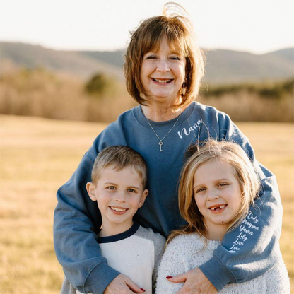 Custom Mama Sweatshirt with Kids Name on Sleeve