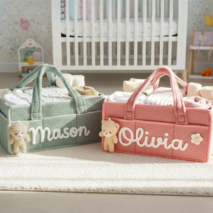 Personalized Knit Diaper Caddy Organizer