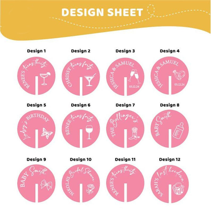 Round Cocktail Glass Hanging Drink Tag | Stemless Drink Tag