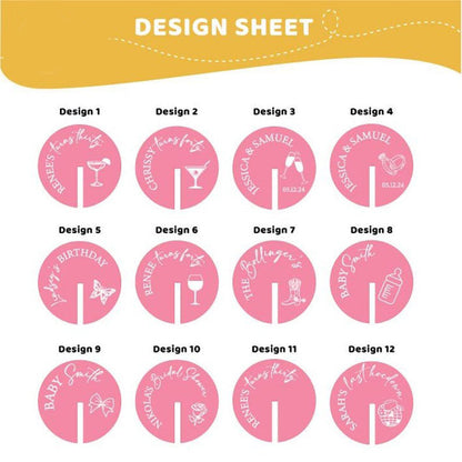 Round Cocktail Glass Hanging Drink Tag | Stemless Drink Tag