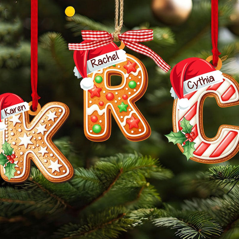 Personalized Gingerbread Letter Ornament: Custom Kids Name Ornament