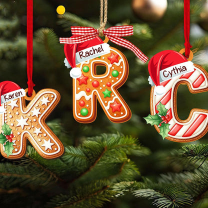 Personalized Gingerbread Letter Ornament: Custom Kids Name Ornament