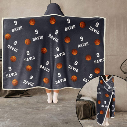 Personalized Football Wearable Hooded Blanket