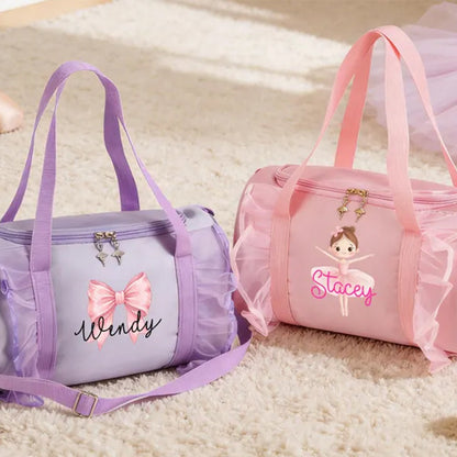 Personalized Ballerina Duffle Bag,Custom Name Gift for Her,Dance School Bag