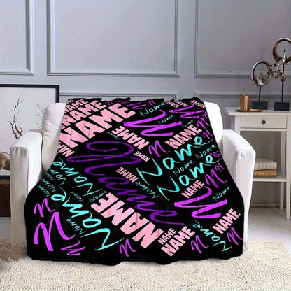 Custom Name or Text Blanket - Soft Polyester, All-Season Picnic Mat