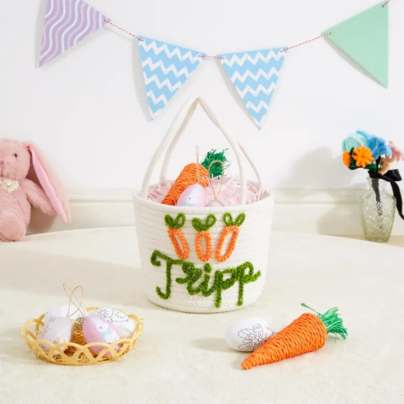 Personalized Easter Basket With Baby Name|Cute Bunny Custom Toddler Name Basket