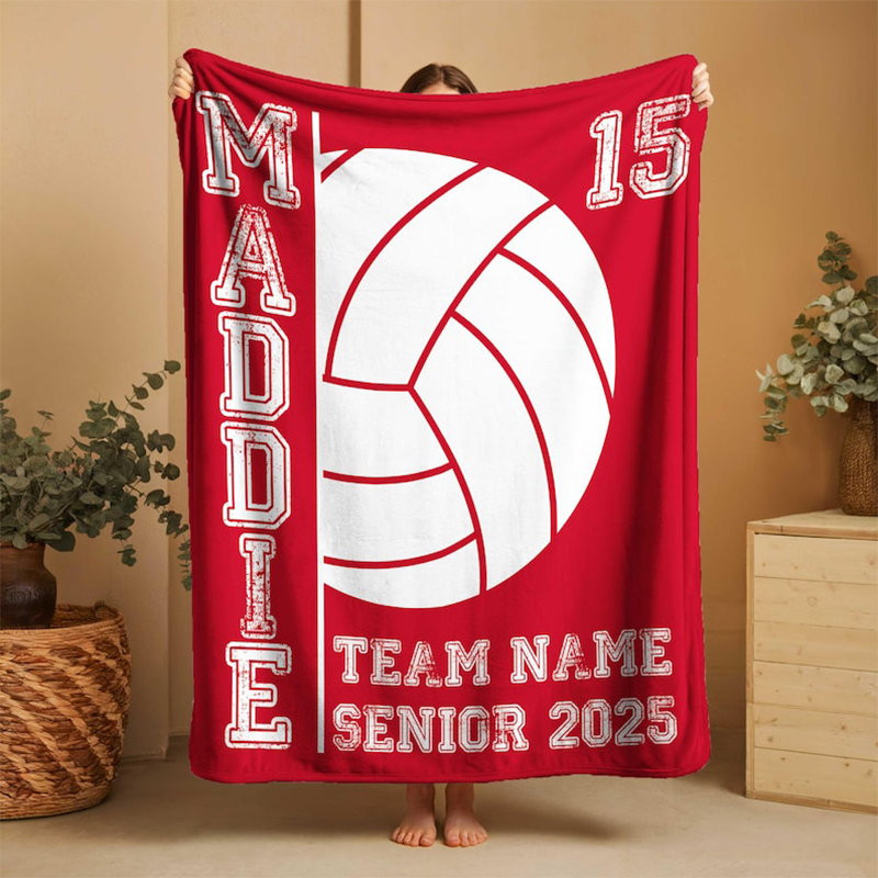 Personalized Volleyball Blankets: Custom Team Senior Night Gift