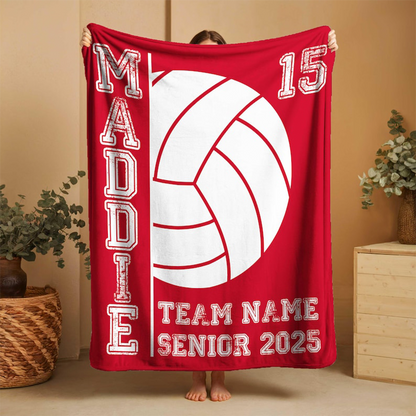 Personalized Volleyball Blankets: Custom Team Senior Night Gift