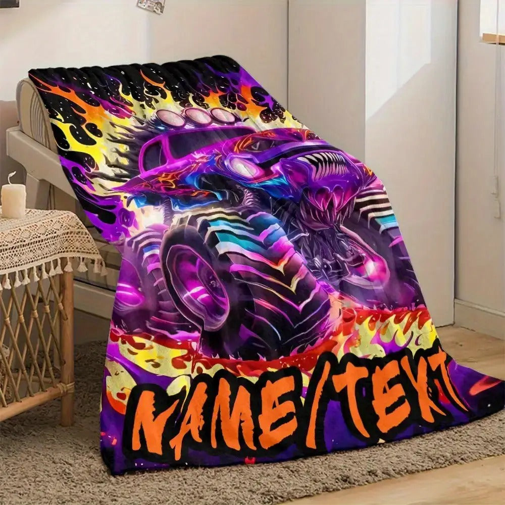 Custom Name Monster Truck Blanket