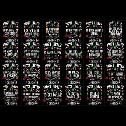 144 Quotes Most Likely to Christmas Shirt, Family Matching Christmas T-Shirts, Christmas Shirt
