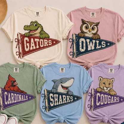 Custom Mascot Pennant Shirt, Comfort Colors School Spirit Mascot Tee