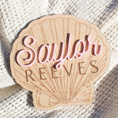 Personalized Beachy Baby Announcement Sign for Footprint Imprint