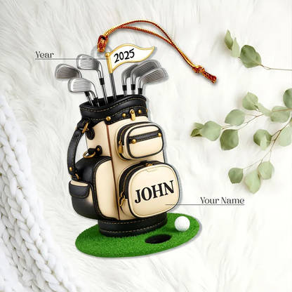 Personalized Golf Bag 2D Flat Ornament, Custom Name Golf Lover Christmas Ornament