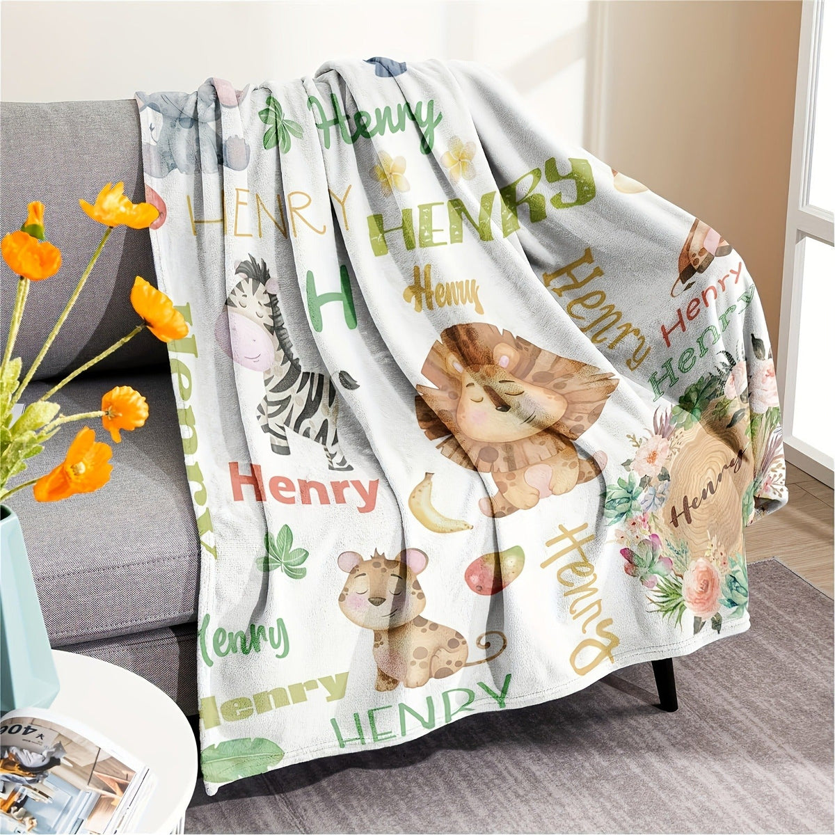 Personalized Flannel Throw Blanket with Custom Name