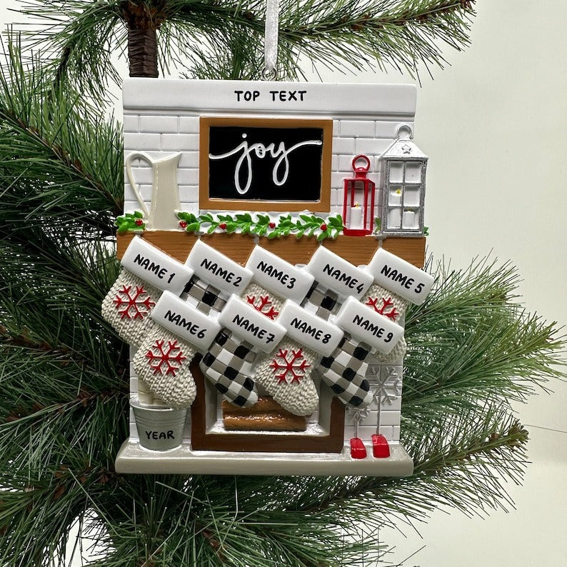 Fireplace Mantel Family Stocking Ornament