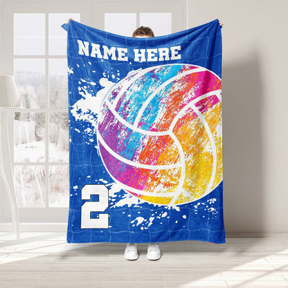 Personalized Volleyball Blanket, Custom Name Number Soft Cozy Sherpa Fleece Throw Blankets