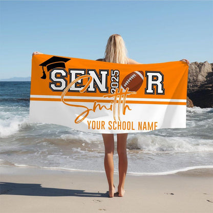 Personalized Senior Night Sport Beach Towel with Name and School Graduation Gift