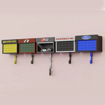 Mini Garage Key Holder: Toy Car Display with Hidden Compartment