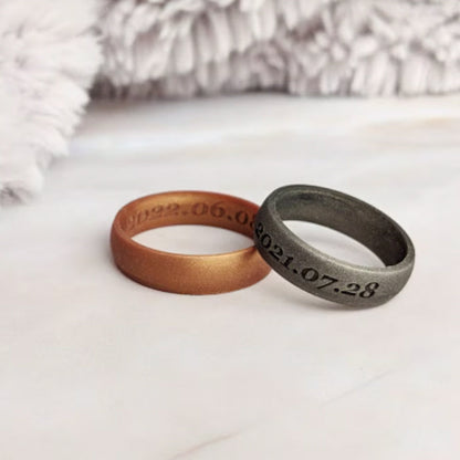 Engraved Silicone Ring for Men Women