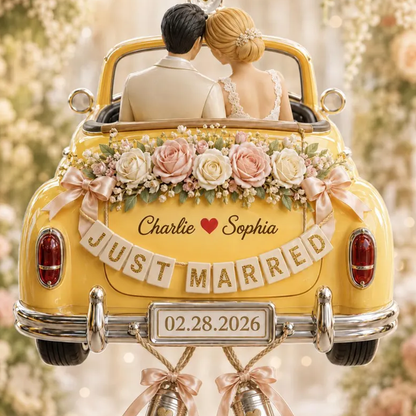 Personalized Just Married Wedding Car Ornament