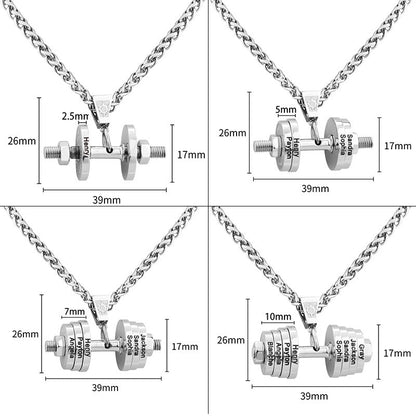 Personalized Bodybuilder Necklace Dumbbell Pendant Father's Day Gift