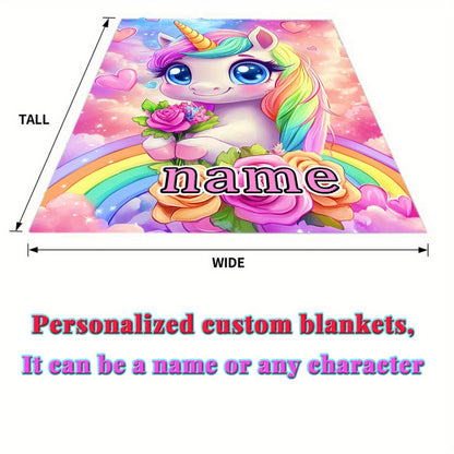 Personalized Name Adorable Mythical Creature Design HD Print Blanket