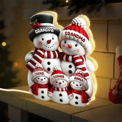 Personalized Snowman Family Christmas Light Box