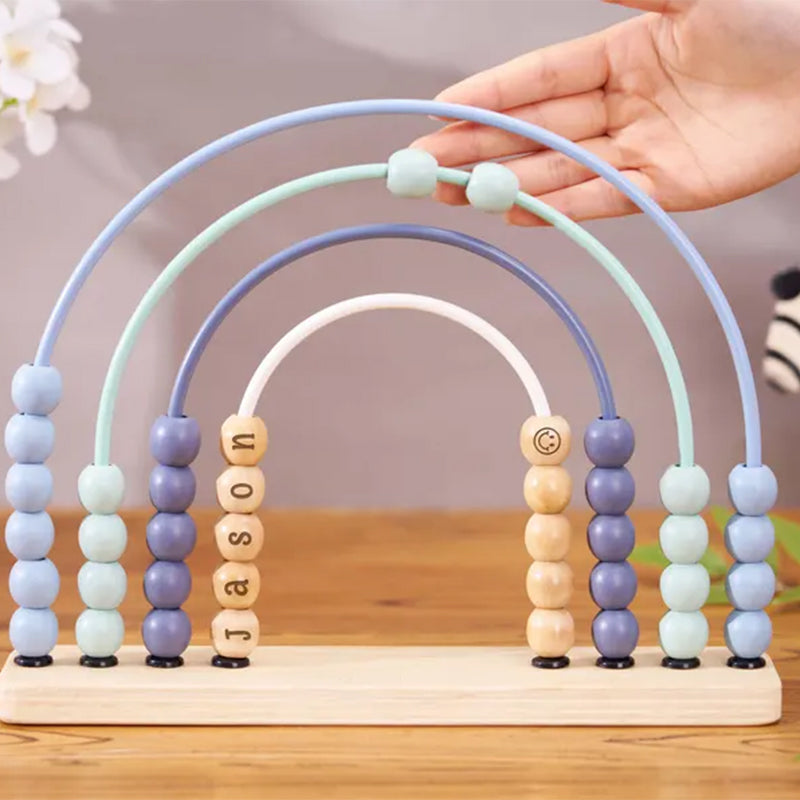 Personalized Montessori Rainbow Abacus,Wooden Engraved Baby Abacus