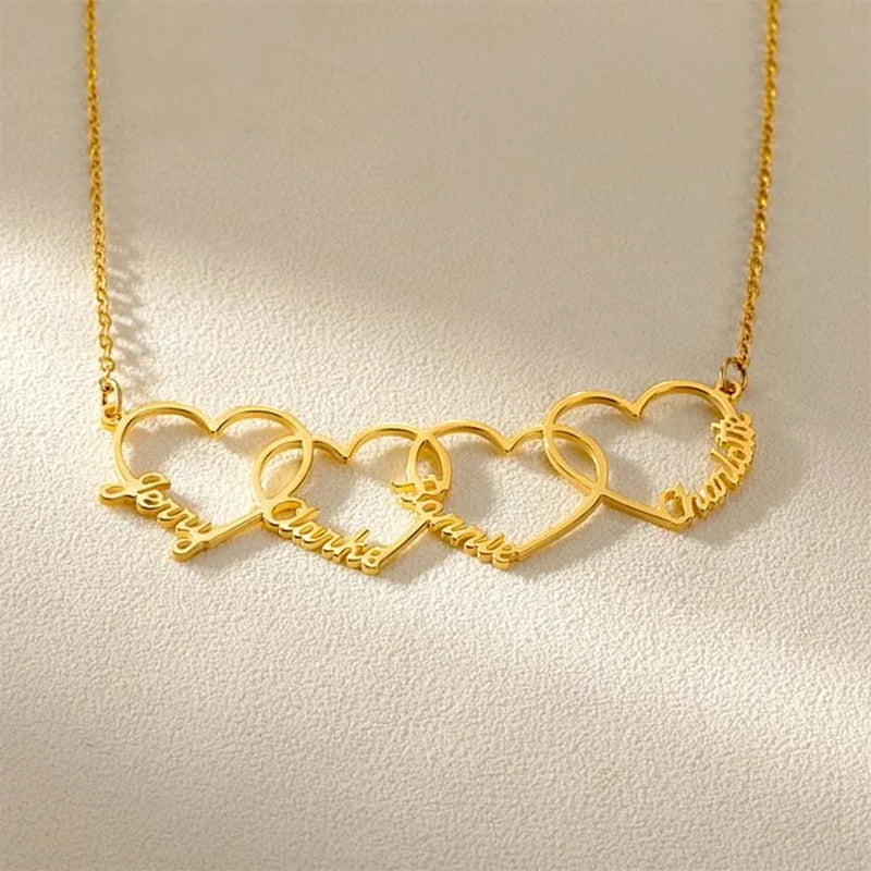 Personalized 1-5Names Heart Pendant Necklace，Birthday Anniversary Mother's Day Gift