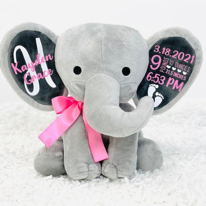 Gift for Baby Girl & New Mom,Personalized Elephant Stuffed Animal
