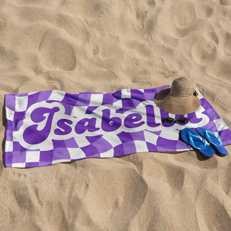 Personalized Beach Towel, Customized Vans Checker Pattern in Retro style Beach towel