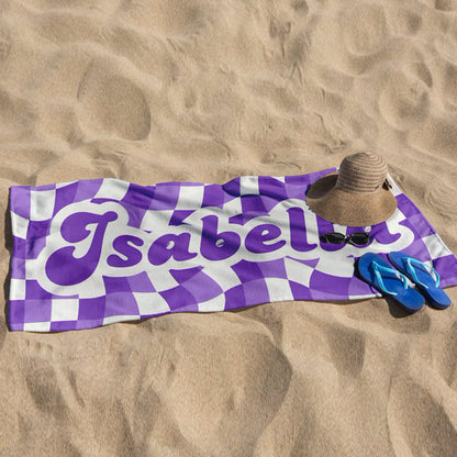 Personalized Beach Towel, Customized Vans Checker Pattern in Retro style Beach towel