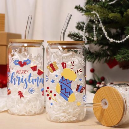 Personalized Christmas Tumblers| Custom Glass Coffee cup