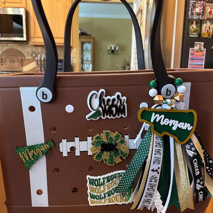 Cheer bogg bag tag, Cheerleader Tassel Charm Sport Duffle bag