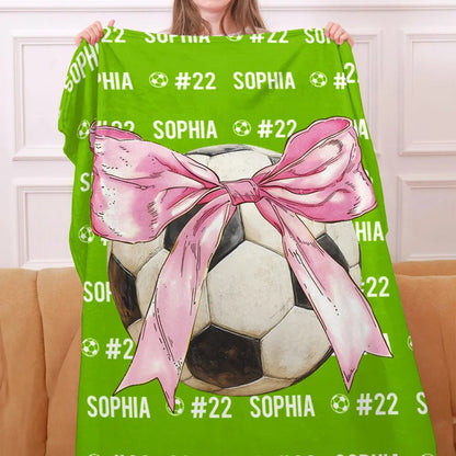 Personalized Bow Volleyball Softball Multicolor Throw Blanket