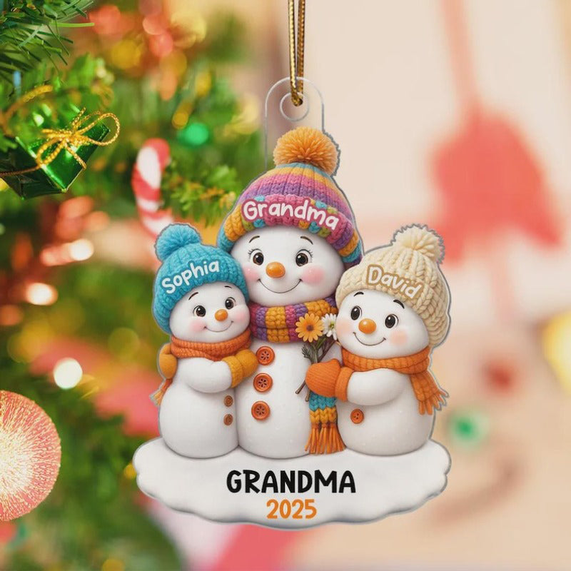 Personalized Snowman Grandma & Grandkids Ornament