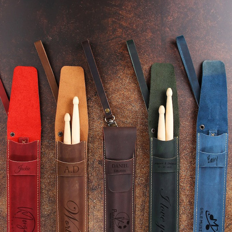 Custom Leather Drum Stick Bag, Handmade Leather Drumstick Holder