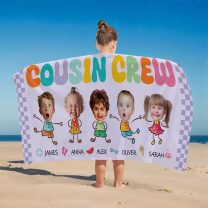 Personalized Cousin Crew Beach Towel With Names, Beach Towel For Cousin