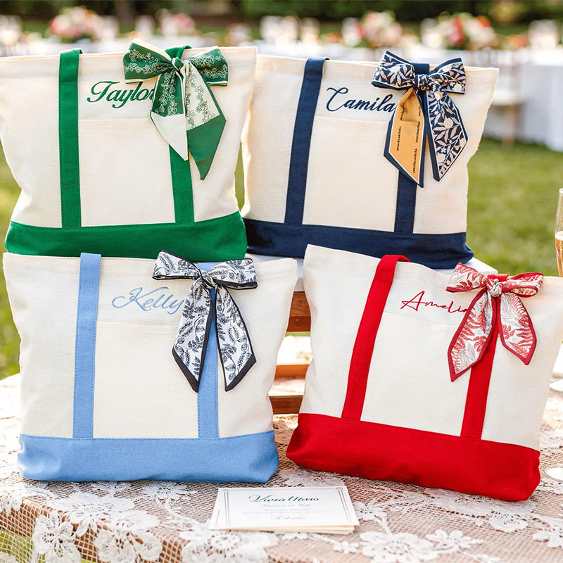 Custom Tote Bag, Bridesmaid Gift, Embroidered Canvas Tote Bag, Beach Bag, Bachelorette Gifts