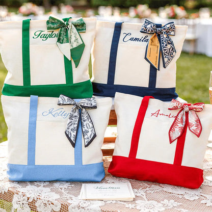 Custom Tote Bag, Bridesmaid Gift, Embroidered Canvas Tote Bag, Beach Bag, Bachelorette Gifts