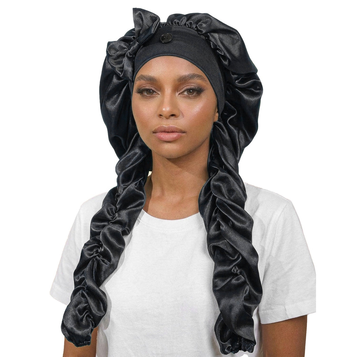 Personalized Satin Bonnet with Long Ties | Custom Name Silk Sleep Cap