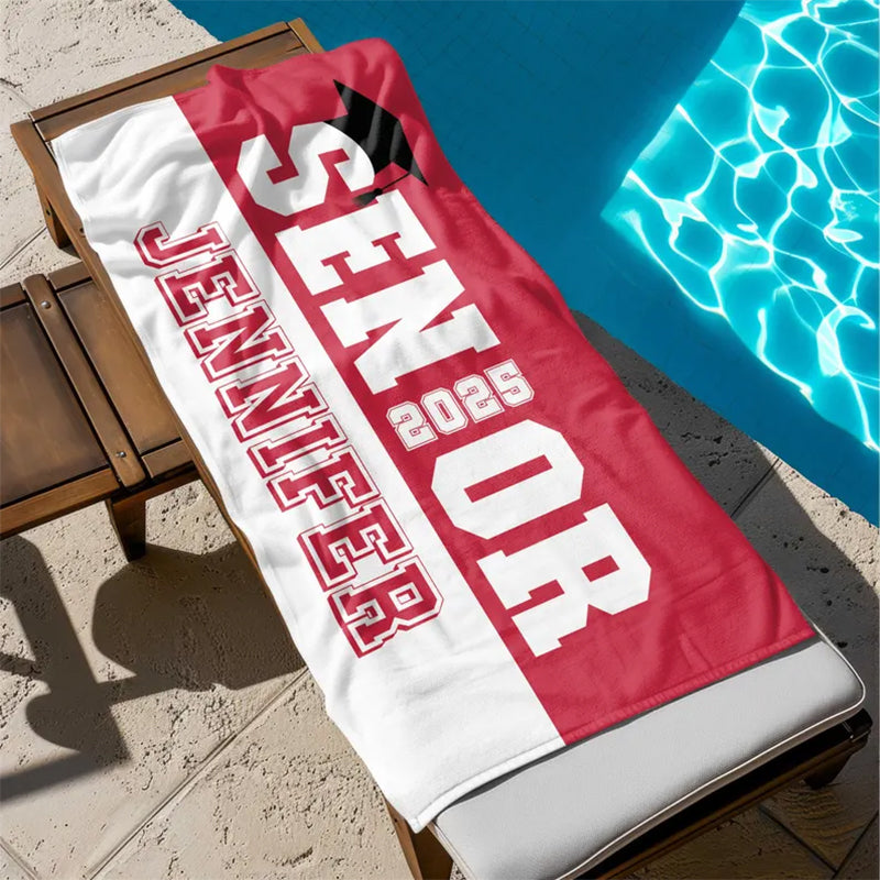 Graduation Beach Towel, Class of 2025 Personalized Beach Towel