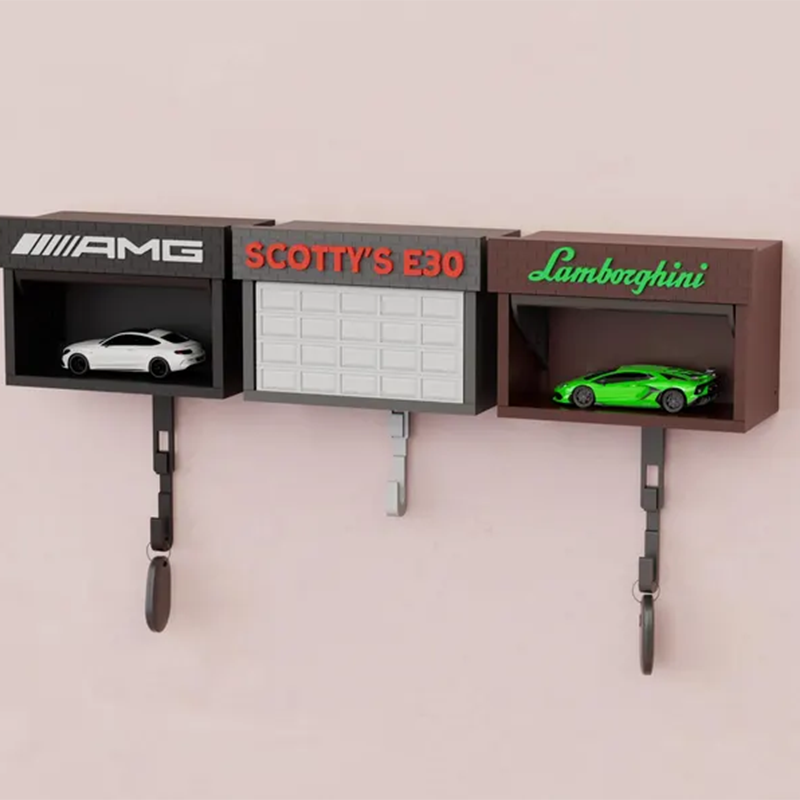 Mini Garage Key Holder: Toy Car Display with Hidden Compartment