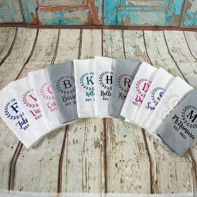 Personalized gift for grandma, Embroidered kitchen towels